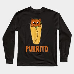 Funny Purrito Cat Pun  Mexican Burrito Food Purr Gift Long Sleeve T-Shirt